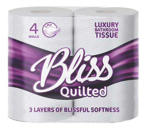 3 Ply Bliss Luxury Quilted Toilet Rolls - 10 Packs Of 4 Rolls by Infotone