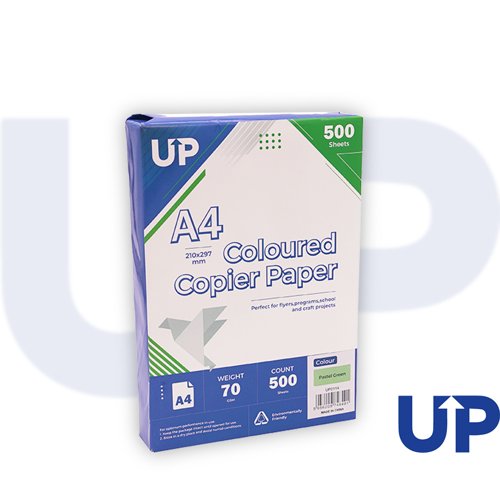 UP Coloured A4 Copier Paper 70GSM Pastel Green - 500 sheets - 1 Ream by Infotone