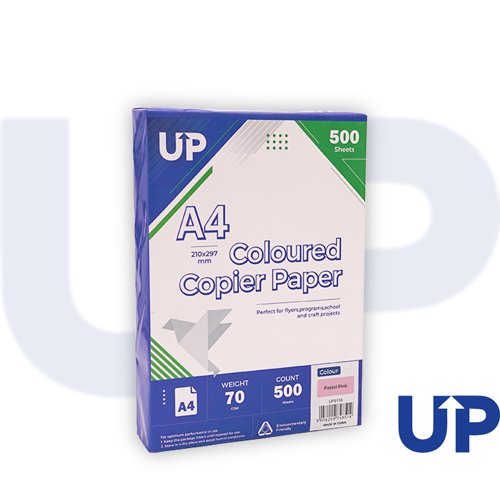 UP Coloured A4 Copier Paper 70GSM Pastel Pink - 500 sheets - 1 Ream by Infotone