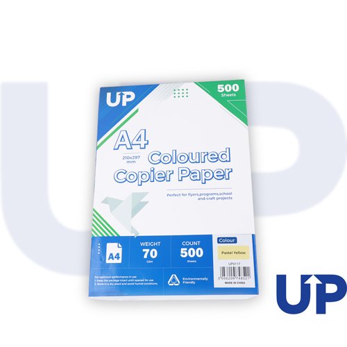 UP Coloured A4 Copier Paper 70GSM Pastel Yellow - 500 sheets - 1 Ream by Infotone