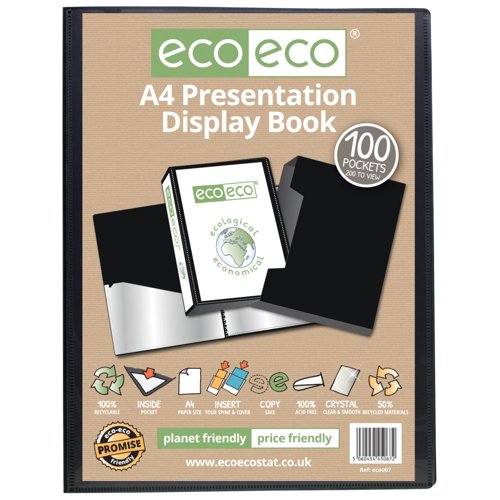 A4 50% Recycled 100 Pocket Presentation Display Book and Box - Single by Infotone