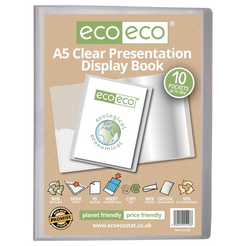 A5 50% Recycled Presentation Display Book with 10 Clear Pockets - Single by Infotone