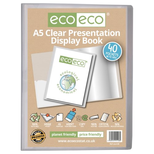 A5 50% Recycled Presentation Display Book with 40 Clear Pockets - Single by Infotone