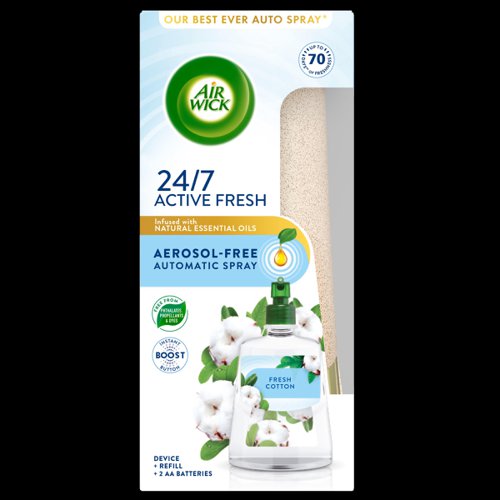 Air Wick Active Fresh Automatic Air Freshener Fresh Cotton - Contains Device + 1 x 228ml Refill by Infotone