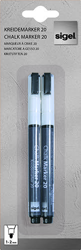 Liquid Chalk Water-Based Marker White Easy Wipe 1-2mm Bullet Tip - Pack of 2 - BA178 by Infotone