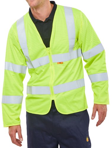 Beeswift Fire Retardant Hi-Vis Jerkin Saturn Yellow L by Infotone