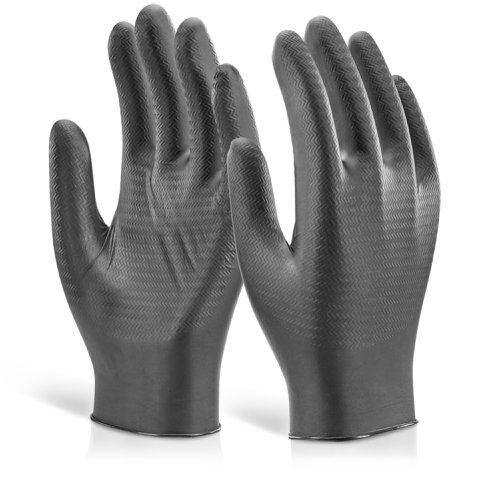 Beeswift Nitrile Disposable Gripper Glove Powder Free Black S (Box of 1000) by Infotone