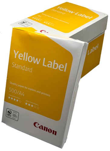Canon Yellow Label Standard PEFC A4 White Paper Pack of 5 Reams of 500 80GSM by Infotone