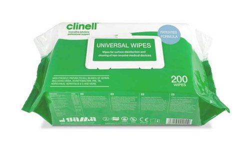Clinell Universal Wipes Pack 200 (Box of 200) by Infotone