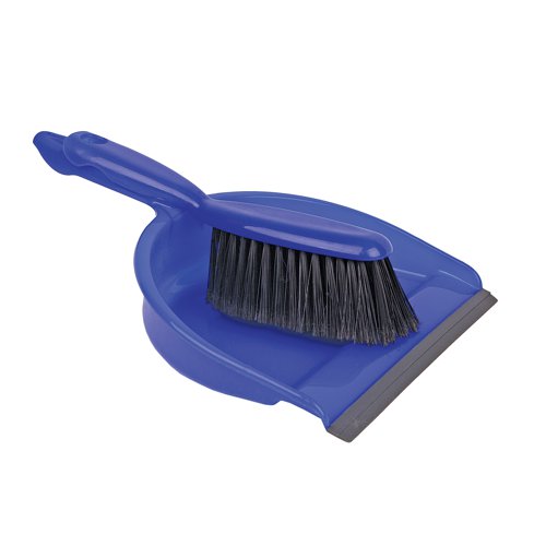 Dustpan and Brush Set Soft Bristle Blue (1) by Infotone