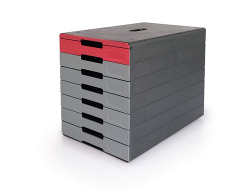 Durable IDEALBOX ECO 7 Drawer Box Red by Infotone
