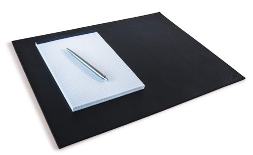 Durable Leather Desk Mat 42x30cm Black by Infotone