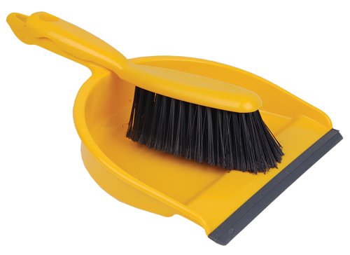 Dustpan and Brush Set Soft Bristle Yellow (1) by Infotone