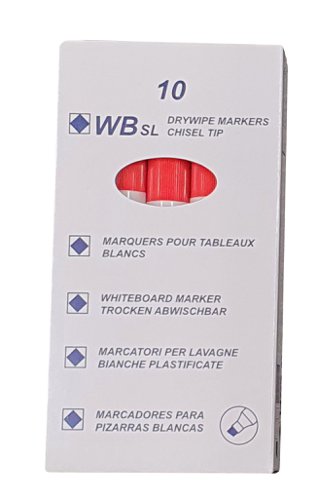 Drywipe Chisel Tip Marker Red Pack of 10 by Infotone