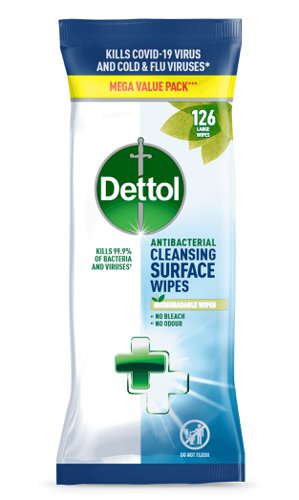 Dettol Surface Cleanser 126 Wipes (1) by Infotone