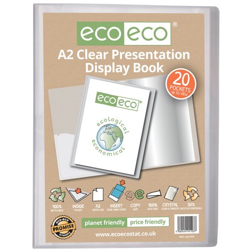 A2 50% Recycled Presentation Display Book with 20 Clear Pockets - Single by Infotone
