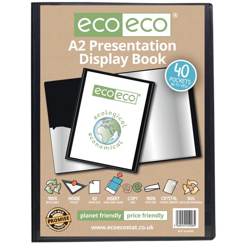 Eco Eco A2 50% Recycled Pocket Presentation Display Book with 40 Pockets - Single by Infotone