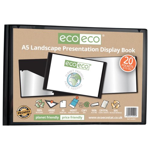Eco Eco A5 50% Recycled Landscape Presentation Display Book with 20 Pockets - Single by Infotone