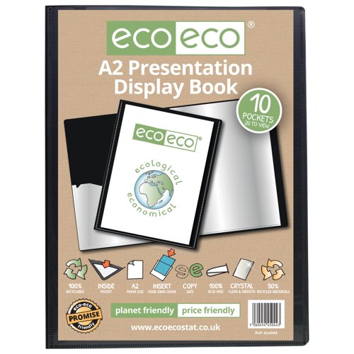 Eco Eco A2 50% Recycled Presentation Display Book with 10 Pockets - Single by Infotone