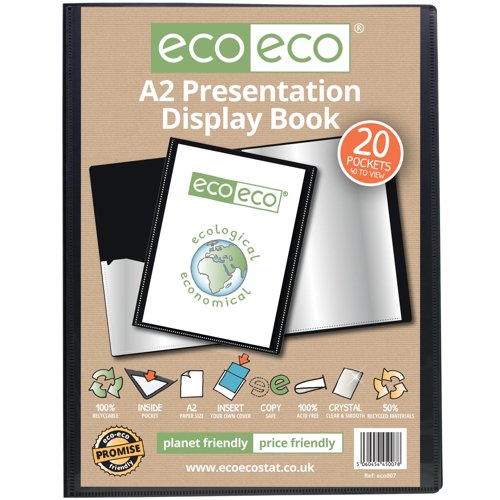 Eco Eco A2 50% Recycled Presentation Display Book with 20 Pockets - Single by Infotone