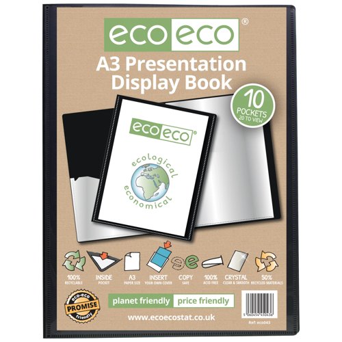Eco Eco A3 50% Recycled 10 Pocket Presentation Display Book - Single by Infotone