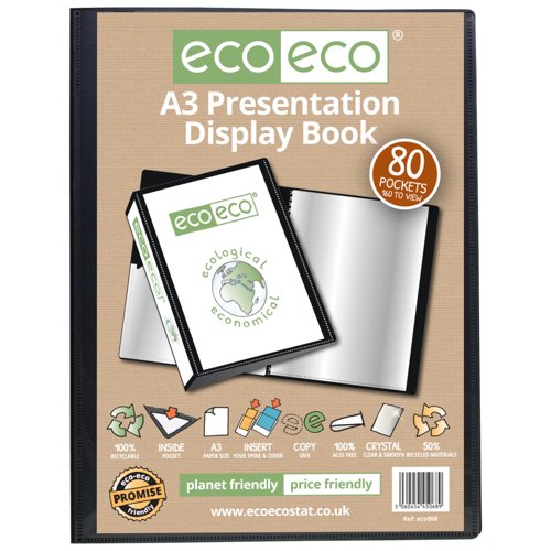 Eco Eco A3 50% Recycled Presentation Display Book with 80 Pockets - Single by Infotone