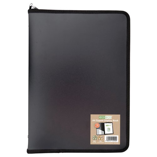 Eco Eco A4 50% Recycled Display Book with 30 Zipped Pockets - Single by Infotone