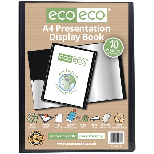 Eco Eco A4 50% Recycled Presentation Display Book with 10 Pockets - Single by Infotone