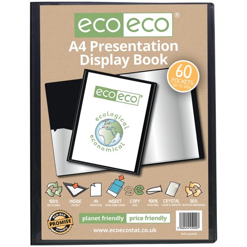 Eco Eco A4 50% Recycled Presentation Display Book with 60 Pockets - Single by Infotone
