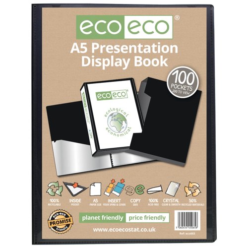 A5 50% Recycled 100 Pocket Presentation Display Book and Box - Single by Infotone