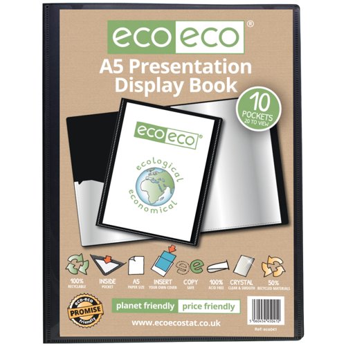 Eco Eco A5 50% Recycled Presentation Display Book with 10 Pockets - Single by Infotone
