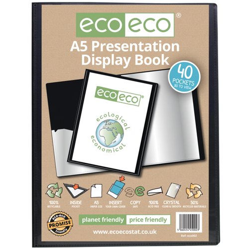 Eco Eco A5 50% Recycled Presentation Display Book with 40 Pockets - Single by Infotone