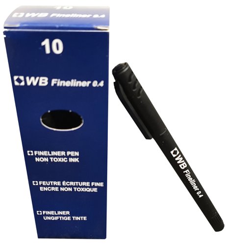 Fineliner Pen 0.4mm Black 10 Pack by Infotone