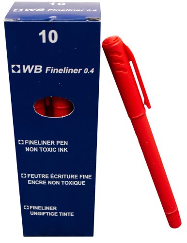 Fineliner Pen 0.4mm Red 10 Pack by Infotone