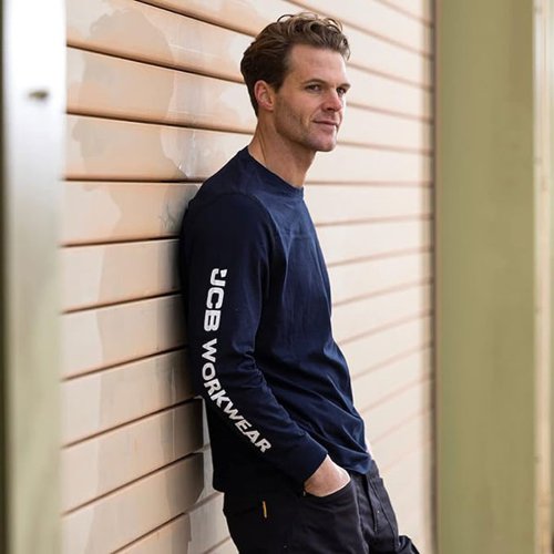 JCB Workwear Banner L/S Navy T-Shirt M by Infotone