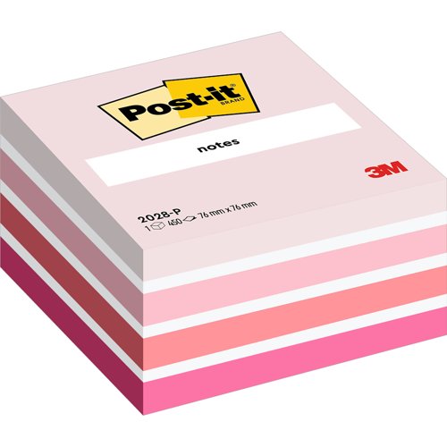 Post-it Notes Cube, Pink, 76 mm x 76 mm, 450 Sheets/Pad, 1 Pad/Pack, 100% PEFC SGSCH-PEFC-COC-110078 by Infotone