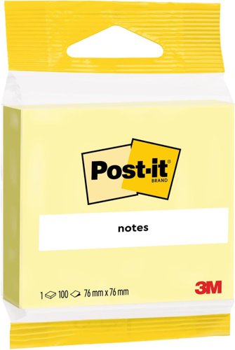 Post-it Notes, Canary Yellow, 76 mm x 76 mm, 100 Sheets/Pad, 1 Pad/Pack, 100% PEFC SGSCH-PEFC-COC-110078 by Infotone