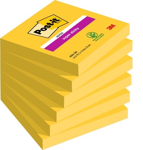 Post-it Super Sticky Notes, Ultra Colours, 76 mm x 76 mm, 90 Sheets/Pad, 6 Pads/Pack, 100% PEFC SGSCH-PEFC-COC-110078 by Infotone