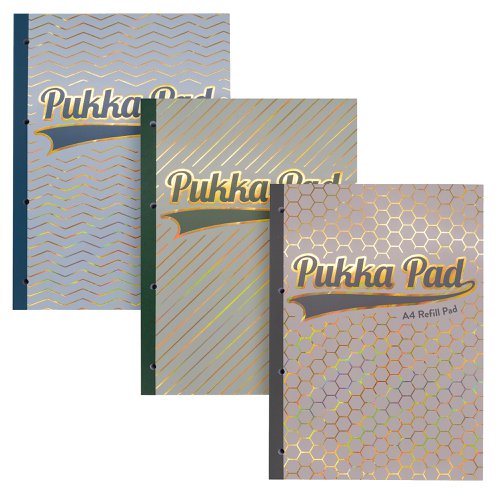 Pukka Pad Haze A4 Refill Pad 300 Pages 4 Hole Punched Sidebound with Margin (3) Assorted by Infotone