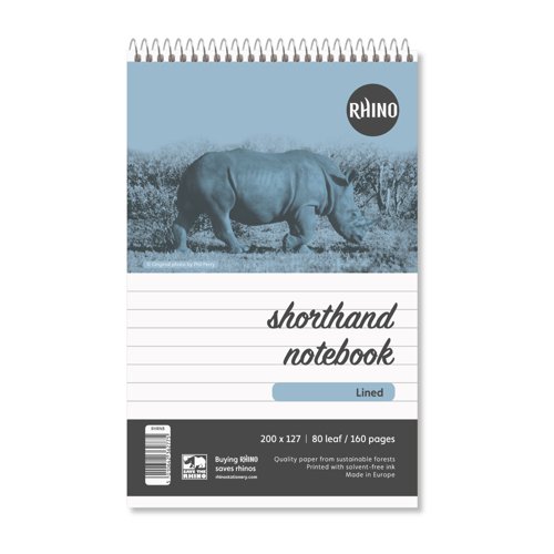 RHINO 200 x 127 Shorthand Notepad 80 Leaf, F8 (Pack of 10) by Infotone