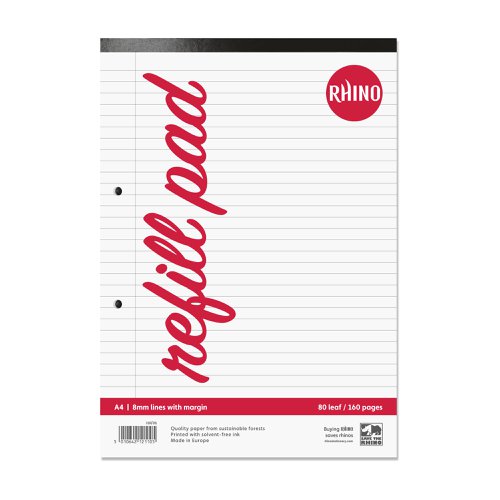 RHINO A4 Refill Pad 80 Leaf, F8M (Pack of 6) by Infotone
