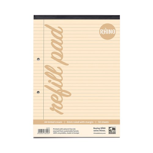 RHINO A4 Special Refill Pad 50 Leaf, Cream Tinted Paper, F8M (Pack of 6) by Infotone
