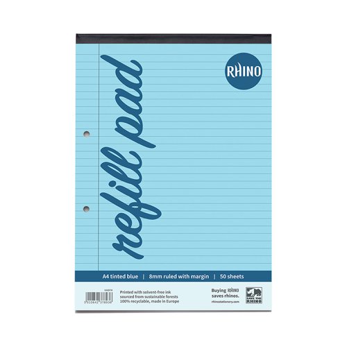RHINO A4 Special Refill Pad 50 Leaf, Blue Tinted Paper, F8M (Pack of 6) by Infotone