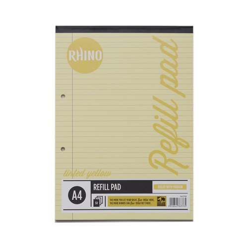RHINO A4 Special Refill Pad 50 Leaf, Yellow Tinted Paper, F8M (Pack of 6) by Infotone