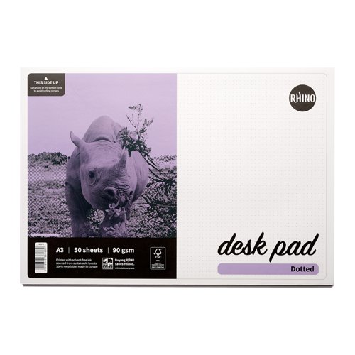 RHINO Desk Pad; 5mm Dotted; A3; 90gsm FSC Paper; 50 Sheets (Pack of 10) by Infotone