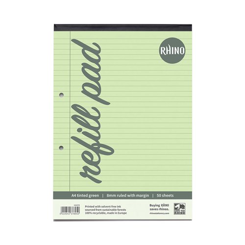RHINO A4 Special Refill Pad 50 Leaf, Green Tinted Paper, F8M (Pack of 6) by Infotone
