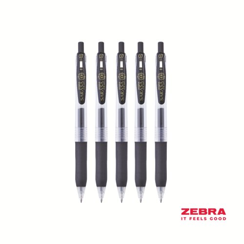 Zebra Eco SARASA Gel Retractable Rollerball CLIP 0.7mm Pen Black Ink - Pack of 12 by Infotone
