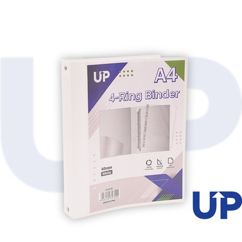 UP A4 Presentation Binder 4 Ring 40mm - White (10) by Infotone