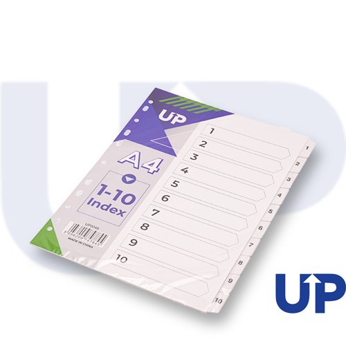 UP Index White Clear Tabs 1-10 by Infotone