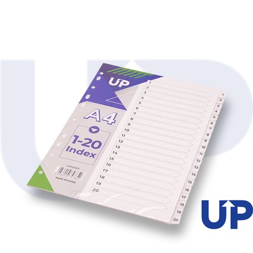 UP Index White Clear Tabs 1-20 by Infotone